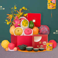 Bright Moon Fruit Gift Box With Peninsula Mooncake and Walnut Cookies